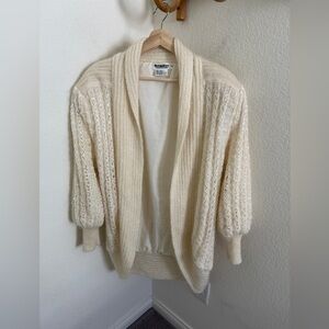 Vintage premiere 90s Cocoon open Cardigan Oversized ivory Cream wool blend